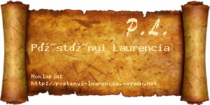 Pöstényi Laurencia névjegykártya